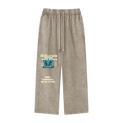 Acid Wash Straight Leg Pants - 360 GSM
