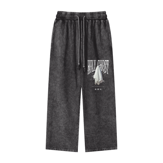 Acid Wash Straight Leg Pants - 360 GSM