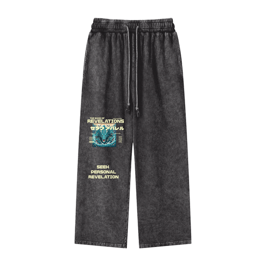 Acid Wash Straight Leg Pants - 360 GSM